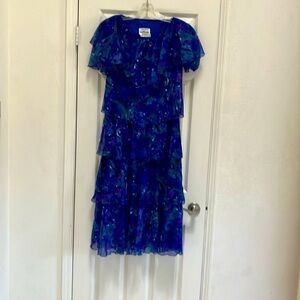 Vintage floral tiered chiffon Ann Hobbs for Cattiva size 10 dress from I.Magnin